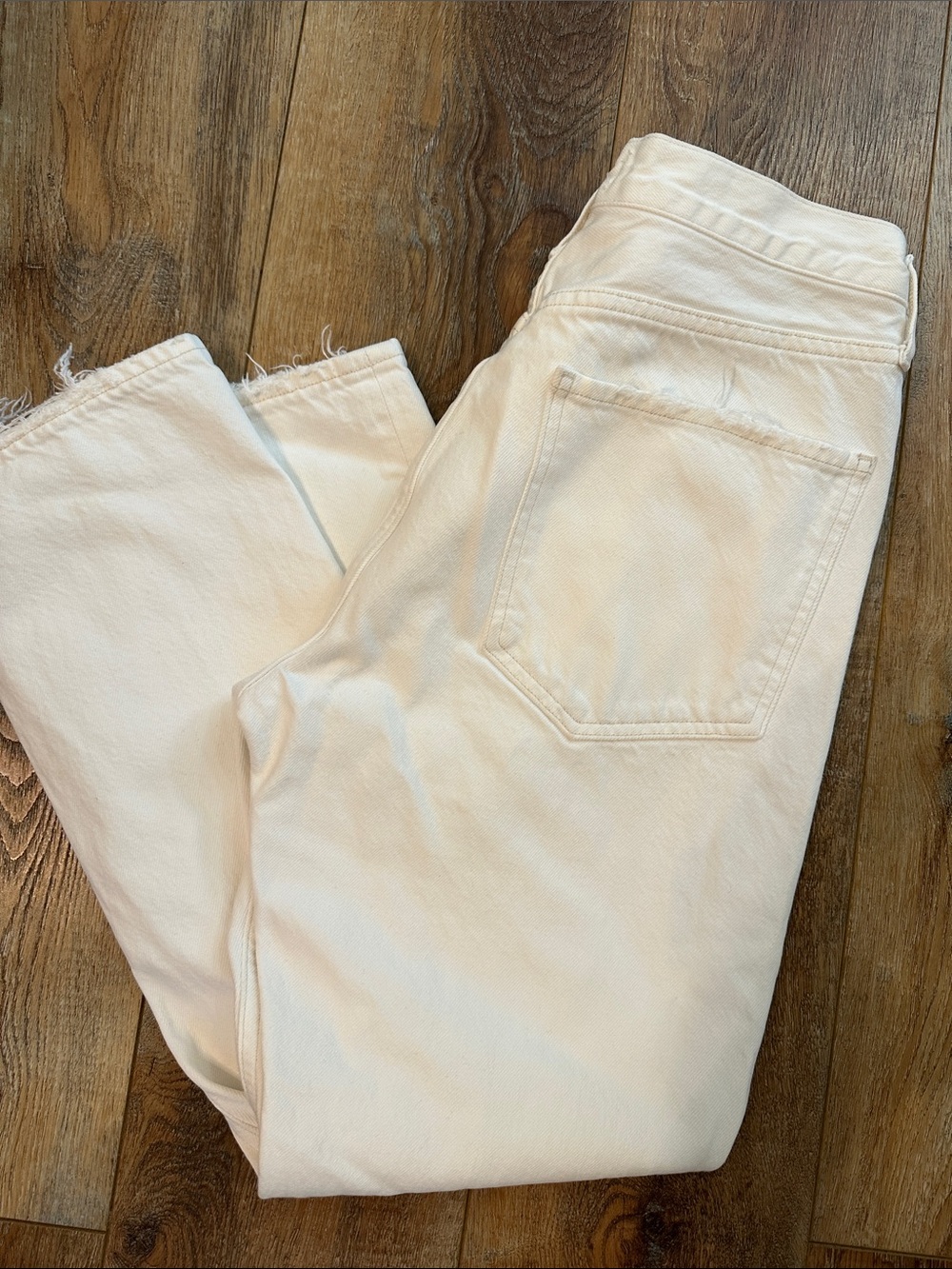Agolde Riley White denim Distressed Straight-Leg Jeans size 29